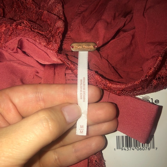 Free People Chante Lace Tank Top Red NWT - Picture 6 of 9